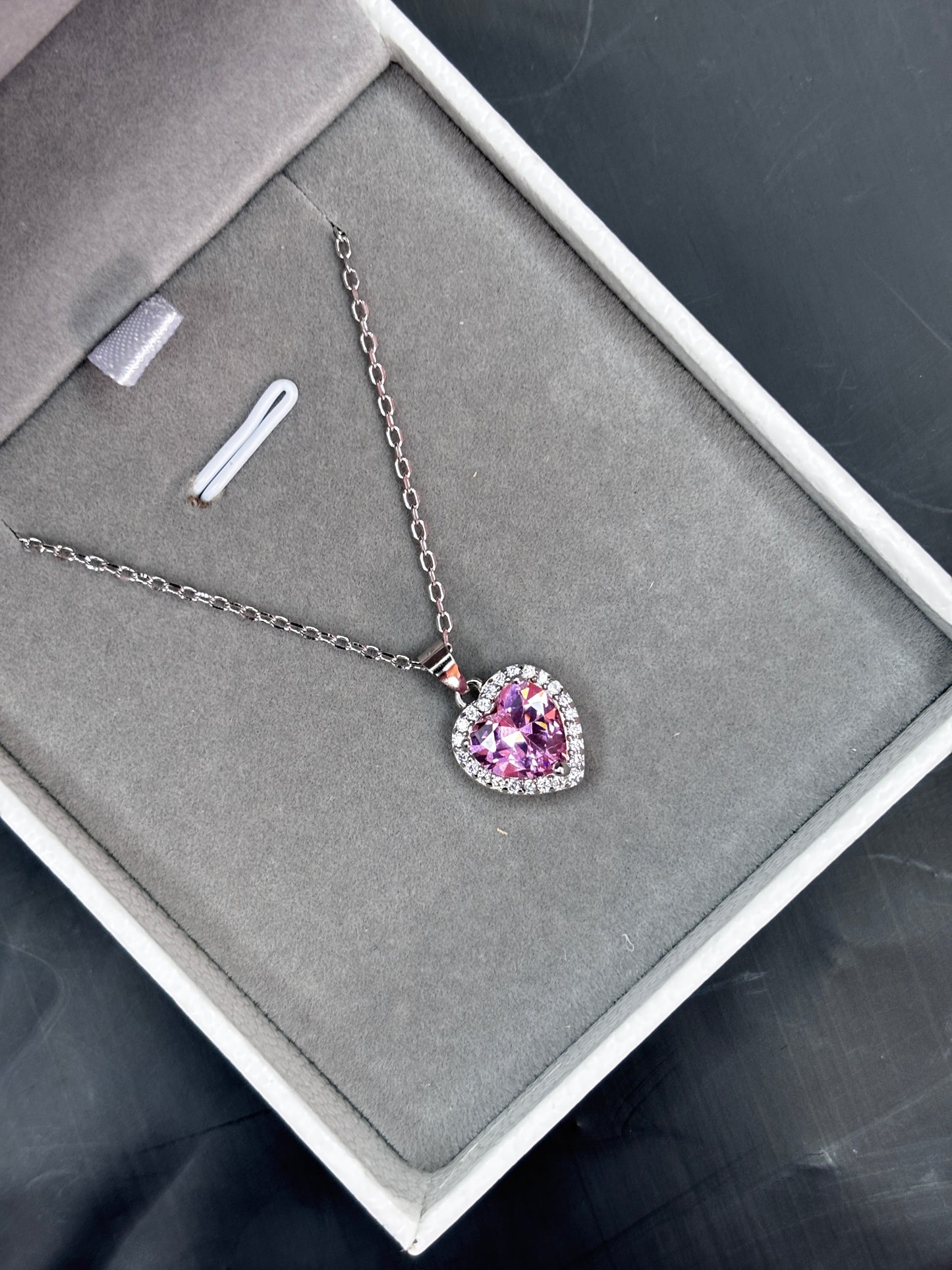 Large pink heart necklace