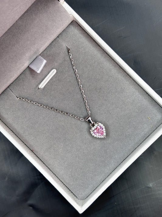 Small pink heart necklace