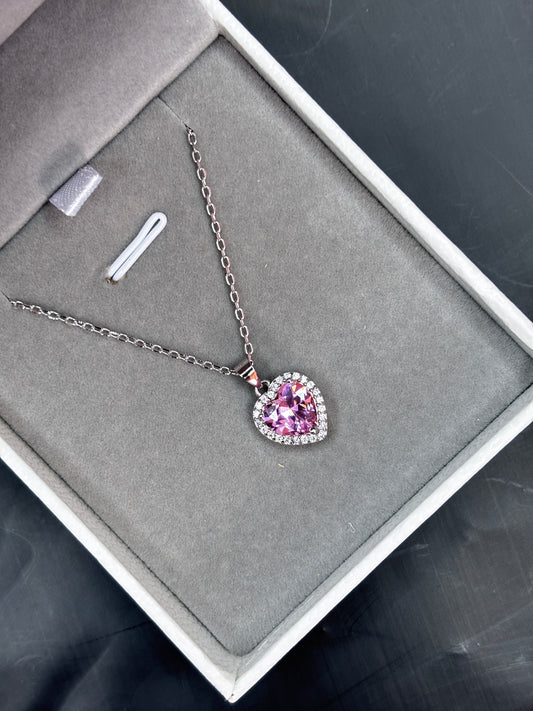 Large pink heart necklace